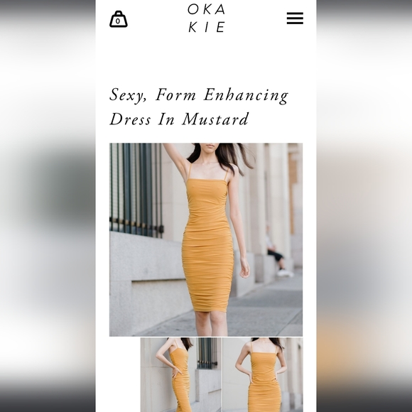 Yellow ruched OKAKIE dress - Picture 3 of 5